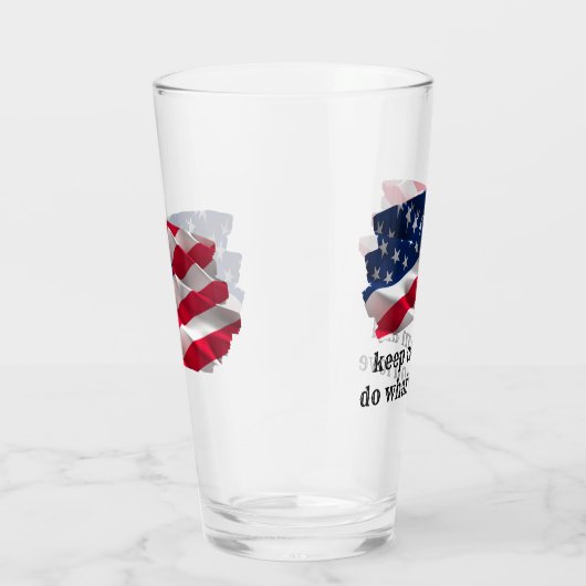 keep calm quote and vibrant american flag glas (Rechts)