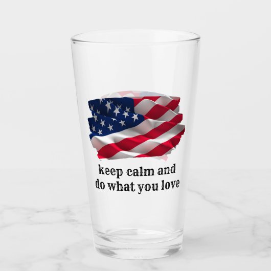 keep calm quote and vibrant american flag glas (Voorkant)