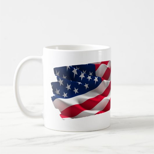 keep calm quote and vibrant american flag koffiemok (Links)