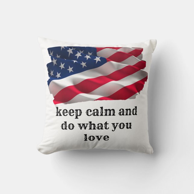 keep calm quote and vibrant american flag kussen (Voorkant)