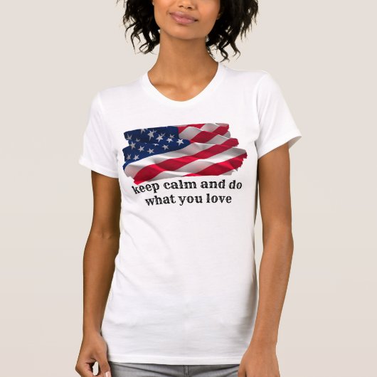 keep calm quote and vibrant american flag t-shirt (Voorkant)