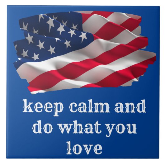 keep calm quote and vibrant american flag tegeltje (Voorkant)