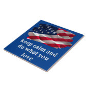 keep calm quote and vibrant american flag tegeltje (Zijkant)