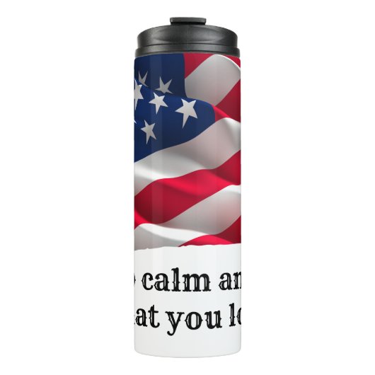 keep calm quote and vibrant american flag thermosbeker (Voorkant)