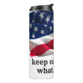 keep calm quote and vibrant american flag thermosbeker (Gedraaid links)