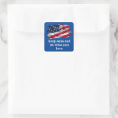 keep calm quote and vibrant american flag vierkante sticker (Tas)