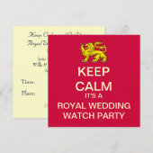 KEEP CALM Royal Wedding Party Invite (Lion) Kaart (Voorkant / Achterkant)