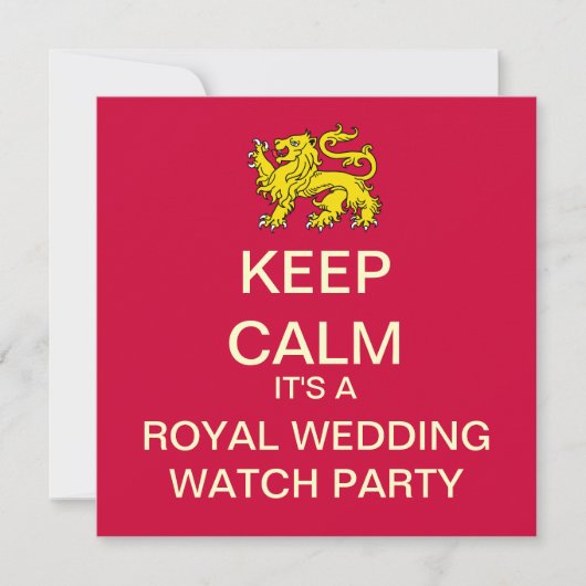 KEEP CALM Royal Wedding Party Invite (Lion) Kaart (Voorkant)