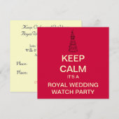 KEEP CALM Royal Wedding Party Invite (Square) Kaart (Voorkant / Achterkant)