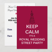 KEEP CALM Royal Wedding Street Party Uitnodiging (Voorkant / Achterkant)