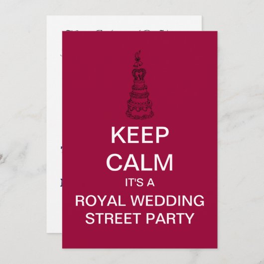 KEEP CALM Royal Wedding Street Party Uitnodiging (Voorkant / Achterkant)