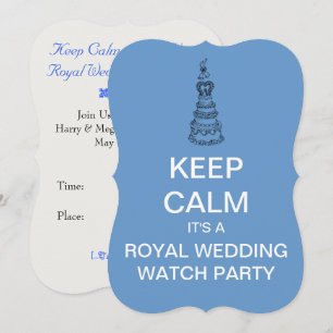 KEEP CALM Royal Wedding Watch Party Invite (blauw) Kaart