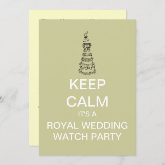 KEEP CALM Royal Wedding Watch Party Invite (Mod) Kaart (Voorkant / Achterkant)