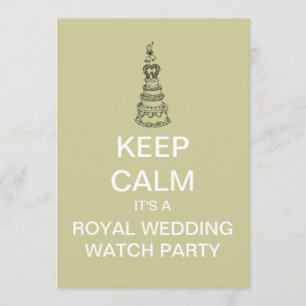KEEP CALM Royal Wedding Watch Party Invite (Mod) Kaart