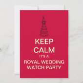 KEEP CALM Royal Wedding Watch Party Invite (Rood) Kaart (Voorkant)