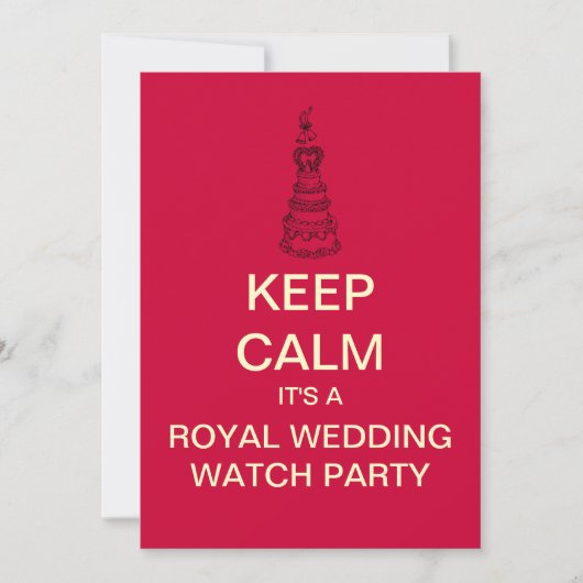 KEEP CALM Royal Wedding Watch Party Invite (Rood) Kaart (Voorkant)
