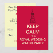 KEEP CALM Royal Wedding Watch Party Invite (Rood) Kaart (Voorkant / Achterkant)