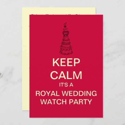 KEEP CALM Royal Wedding Watch Party Invite (Rood) Kaart (Voorkant / Achterkant)