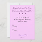 KEEP CALM Royal Wedding Watch Party Invite (roze) Kaart (Achterkant)