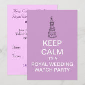 KEEP CALM Royal Wedding Watch Party Invite (roze) Kaart (Voorkant / Achterkant)