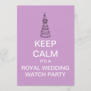 KEEP CALM Royal Wedding Watch Party Invite (roze) Kaart