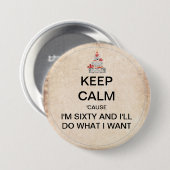 Keep Calm Sixtieth Birthday Party Button (Voorkant /achterkant)