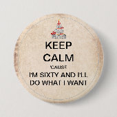 Keep Calm Sixtieth Birthday Party Button (Voorkant)