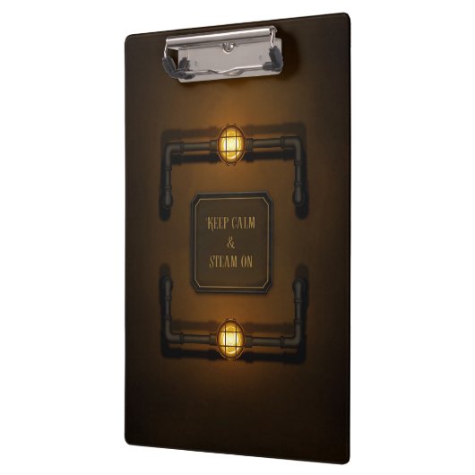 "Keep Calm & Steam On" - Industriële stoompunk Klembord (Links)