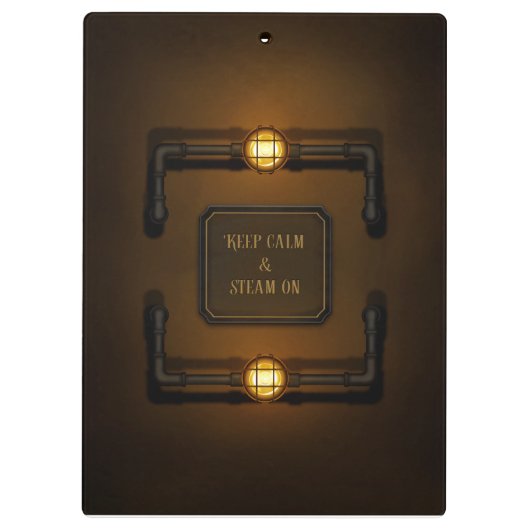 "Keep Calm & Steam On" - Industriële stoompunk Klembord (Achterkant)