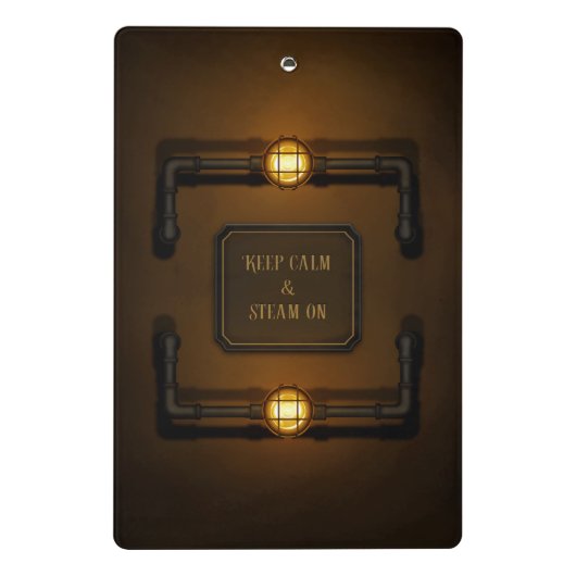 "Keep Calm & Steam On" - Industriële stoompunk Mini Klembord (Achterkant)