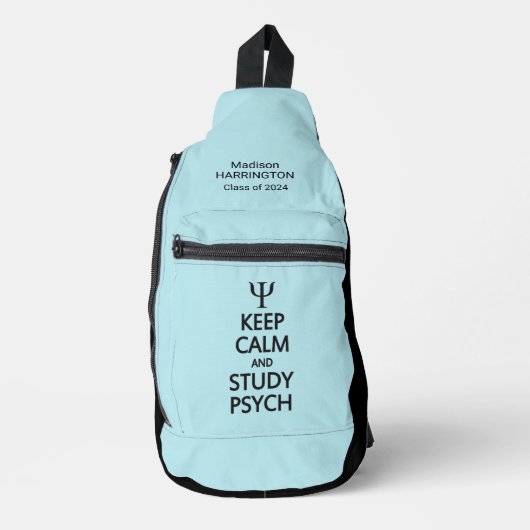 Keep Calm & Study Psych aangepaste naam, tekst & k Sling Bag (Voorkant)