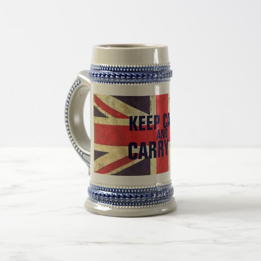 KEEP CALM UK Flag GIFTS Bierpul (Voorkant links)