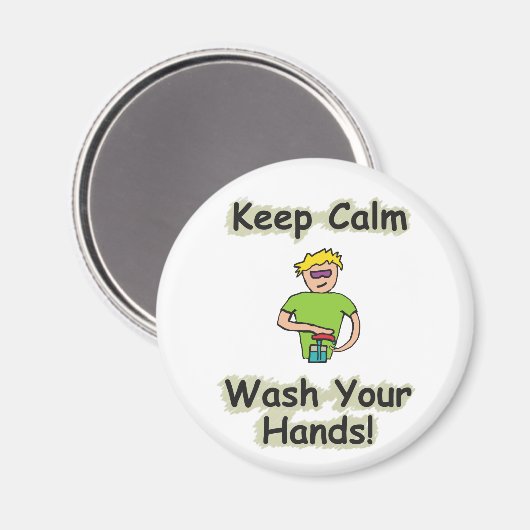 Keep Calm Wash Your Hands Magneet (Voorkant / Achterkant)
