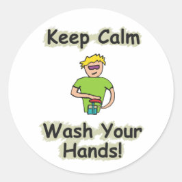 Keep Calm Wash Your Hands Ronde Sticker