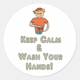 Keep Calm Wash Your Hands Ronde Sticker