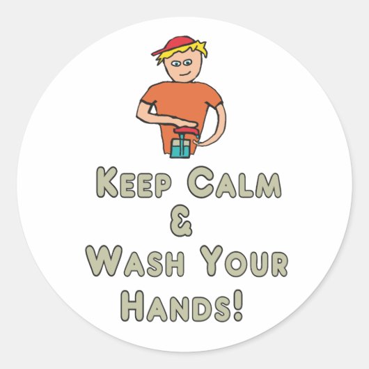 Keep Calm Wash Your Hands Ronde Sticker (Voorkant)