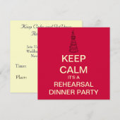 KEEP CALM Wedding Rehearsal Dinner Invite (rood) Kaart (Voorkant / Achterkant)