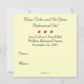 KEEP CALM Wedding Rehearsal Dinner Invite (rood) Kaart (Achterkant)