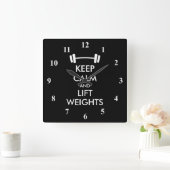 Keep Calm weightlifting wall clock for fitness gym Vierkante Klok (Huis)