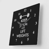 Keep Calm weightlifting wall clock for fitness gym Vierkante Klok (Hoek)