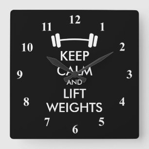 Keep Calm weightlifting wall clock for fitness gym Vierkante Klok