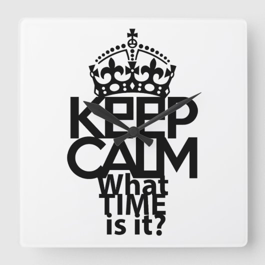 KEEP CALM WHAT TIME IS IT? BY MASANSER VIERKANTE KLOK (Voorkant)