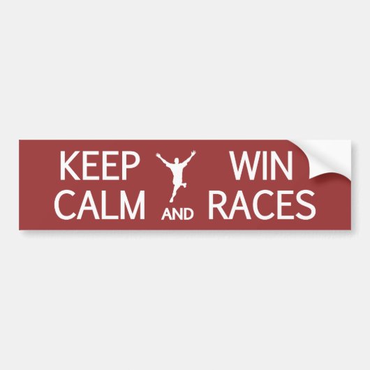 Keep Calm & Win Races aangepaste kleur bumperstick Bumpersticker (Voorkant)