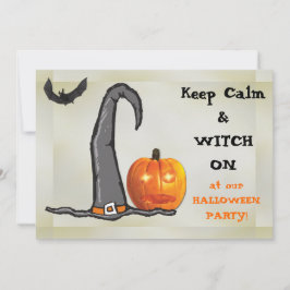 Keep Calm Witch Pet Halloween Party Kaart