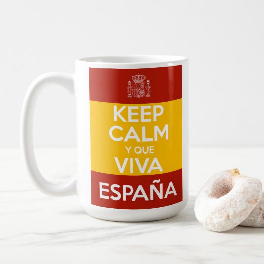 Keep Calm y que viva España Koffiemok (Met donut)