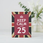 Keep Calm You're 25 Briefkaart (Staand voorkant)