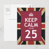 Keep Calm You're 25 Briefkaart (Voorkant / Achterkant)