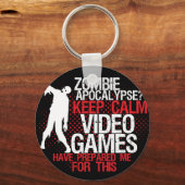 Keep Calm Zombie Apocalypse Funny Gamers Sleutelha Sleutelhanger (Voorkant)