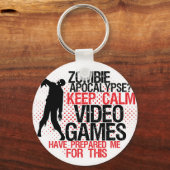 Keep Calm Zombie Apocalypse Funny Gamers Sleutelha Sleutelhanger (Voorkant)