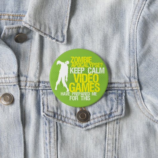 Keep Calm Zombie Apocalypse Funny Gaming Button (In situ)